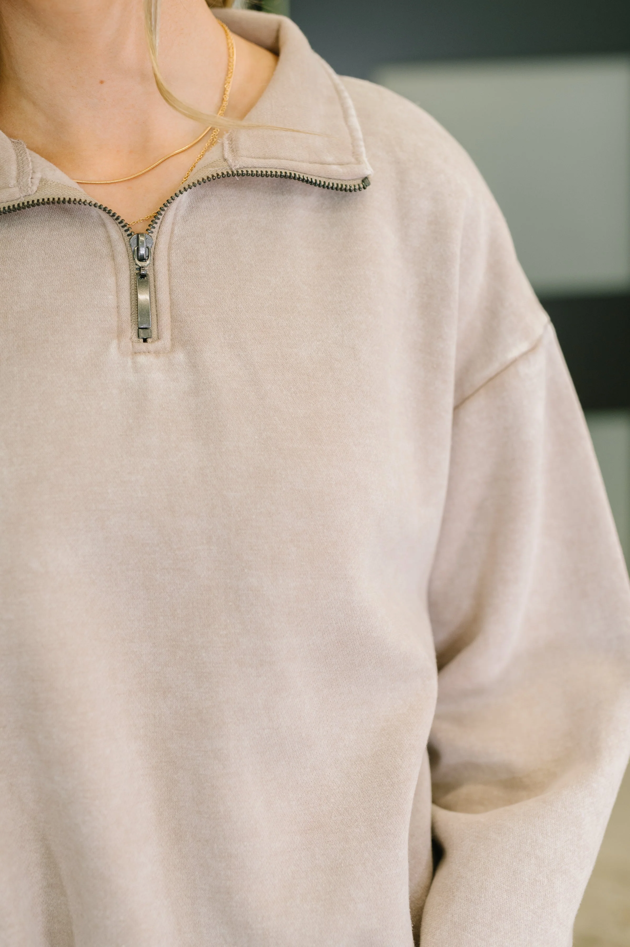 You Should Know Half Zip Pullover in Ash Mocha - Image 2