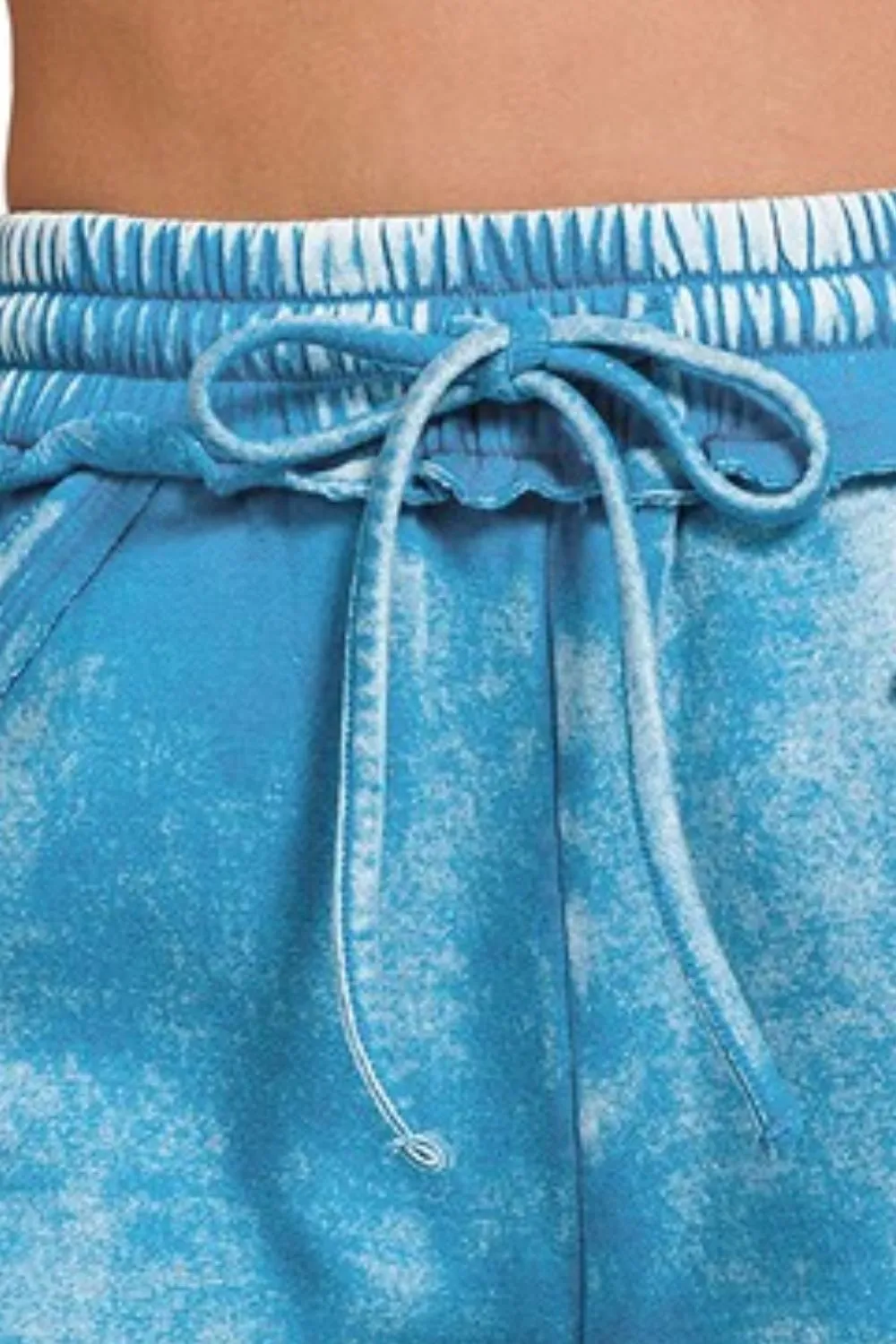 Zenana Acid Wash Fleece Drawstring Shorts With Pockets - Image 2