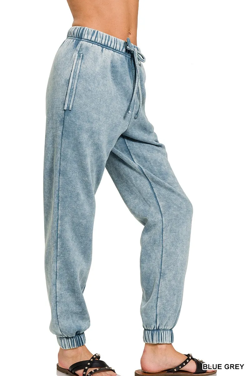 Zenana Acid Wash Fleece Sweatpants with Pockets - Image 2