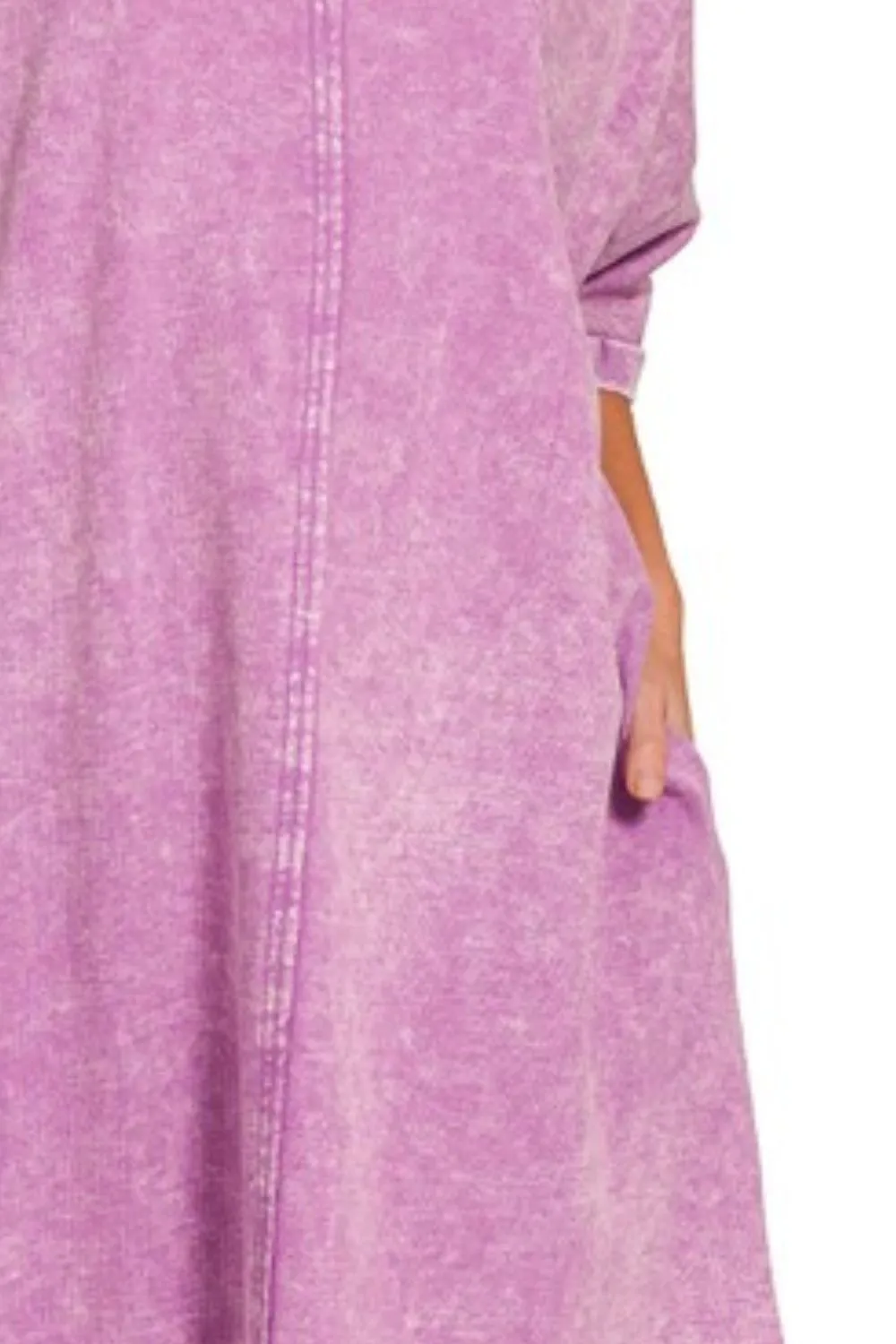 Zenana Acid-washed French Terry Tee Shirts Dress - Image 3