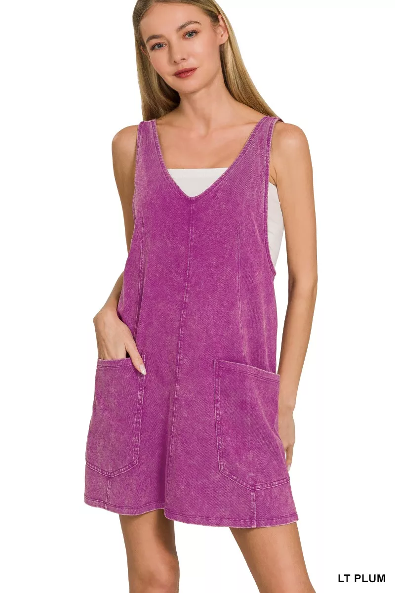 Zenana Acid Washed Overall Knit Mini Dress - Image 2