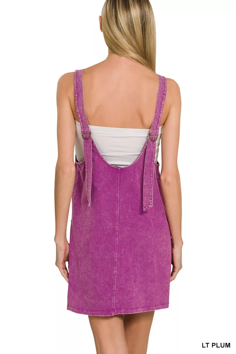 Zenana Acid Washed Overall Knit Mini Dress - Image 3