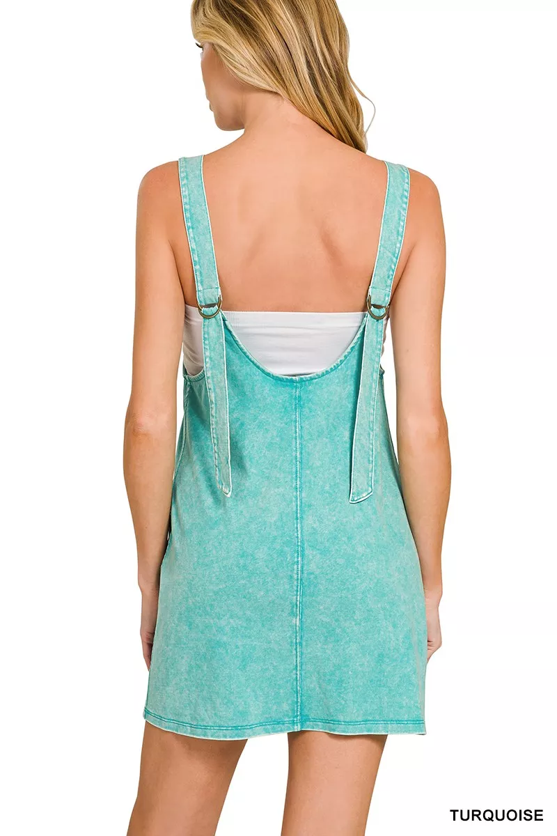 Zenana Acid Washed Overall Knit Mini Dress - Image 2