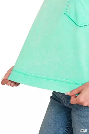 Zenana Acid Washed Round Neck Short Sleeve Oversized T-Shirt - Image 4