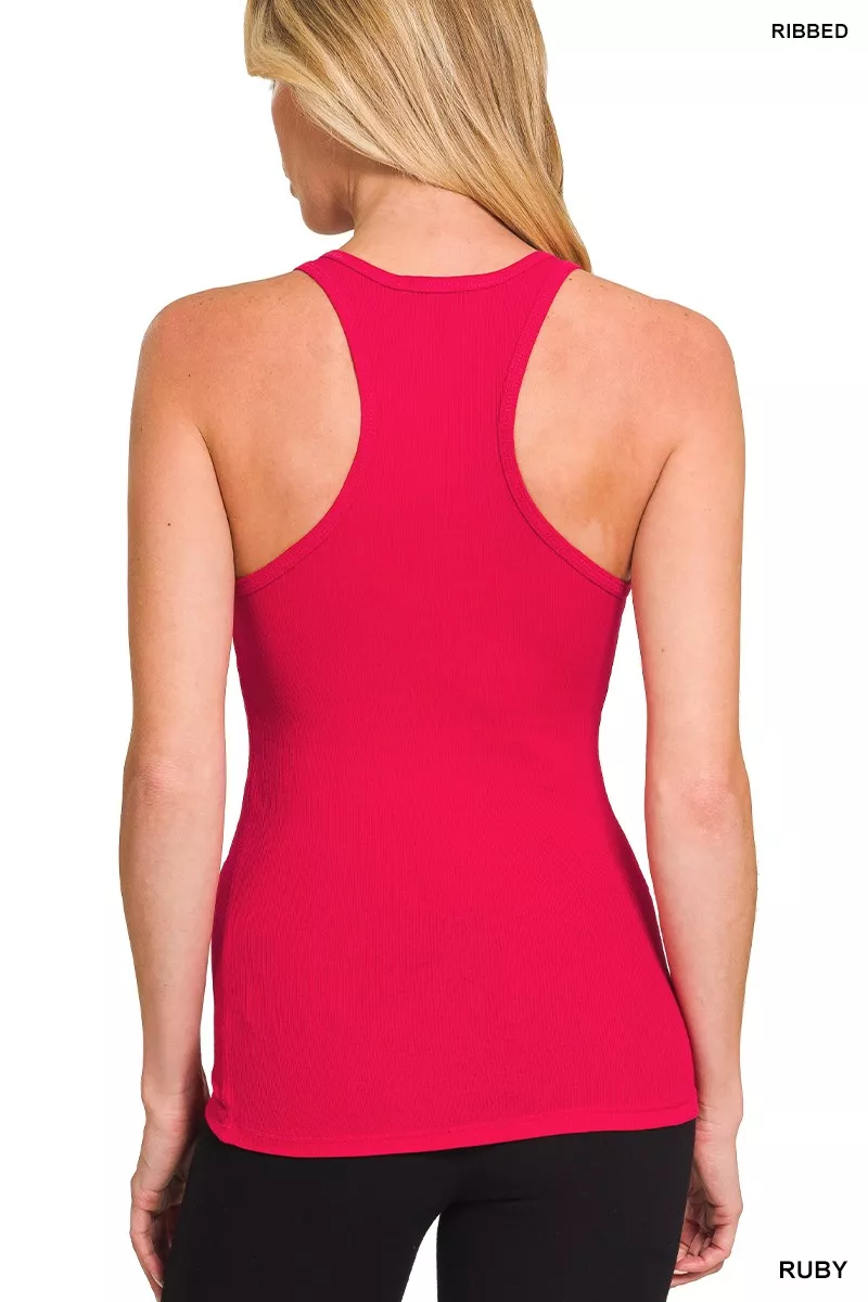 Zenana American Flag Embroidery Stretchy Ribbed Tank - Image 2