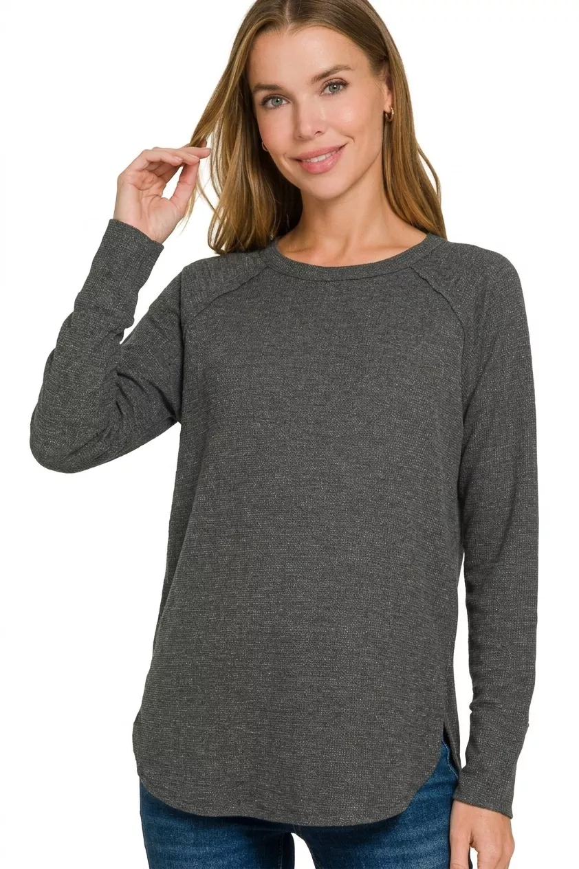 Zenana Baby Waffle Long Sleeve Top - Image 3