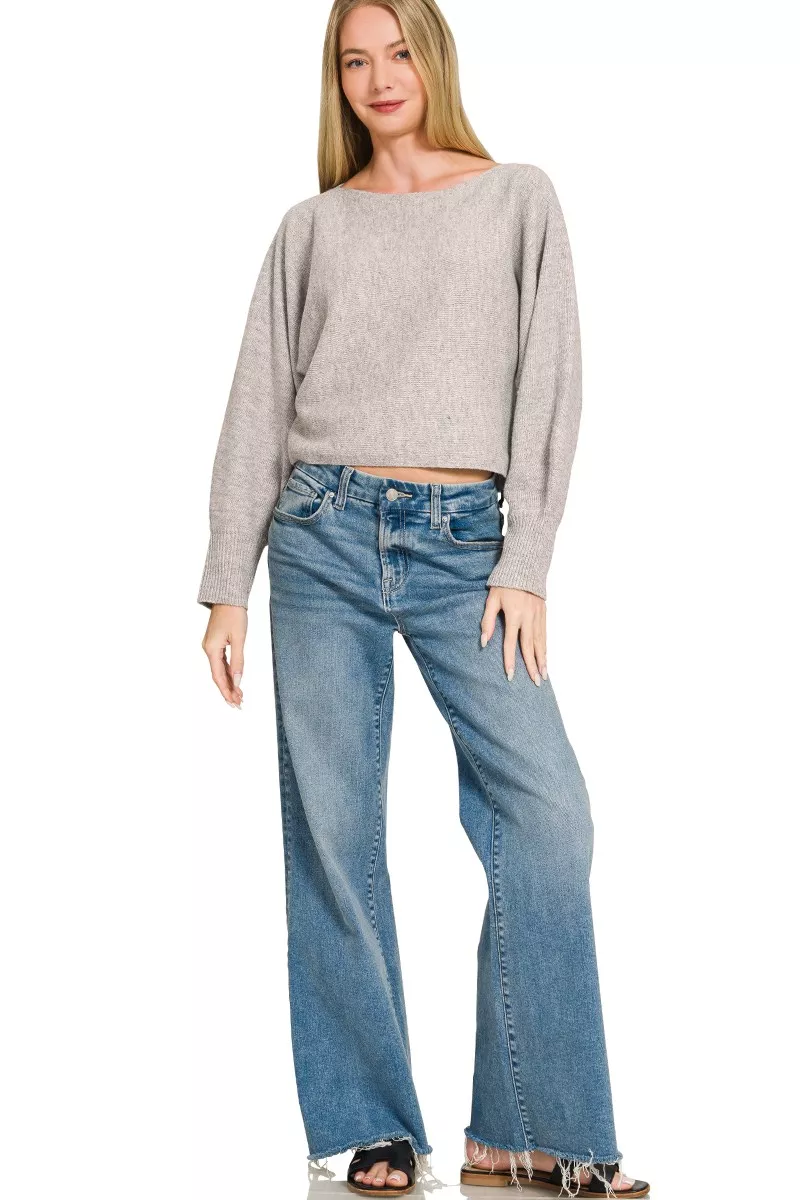 Zenana Boat Neck Balloon Sleeve Sweater - Image 5