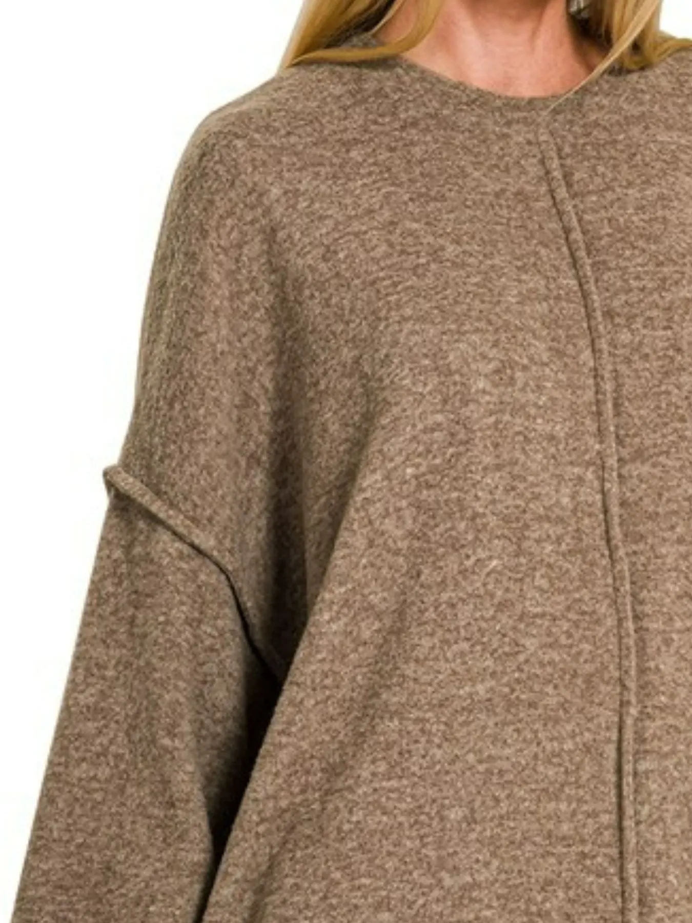 Zenana Brushed Melange Hacci Oversized Sweater - Image 3