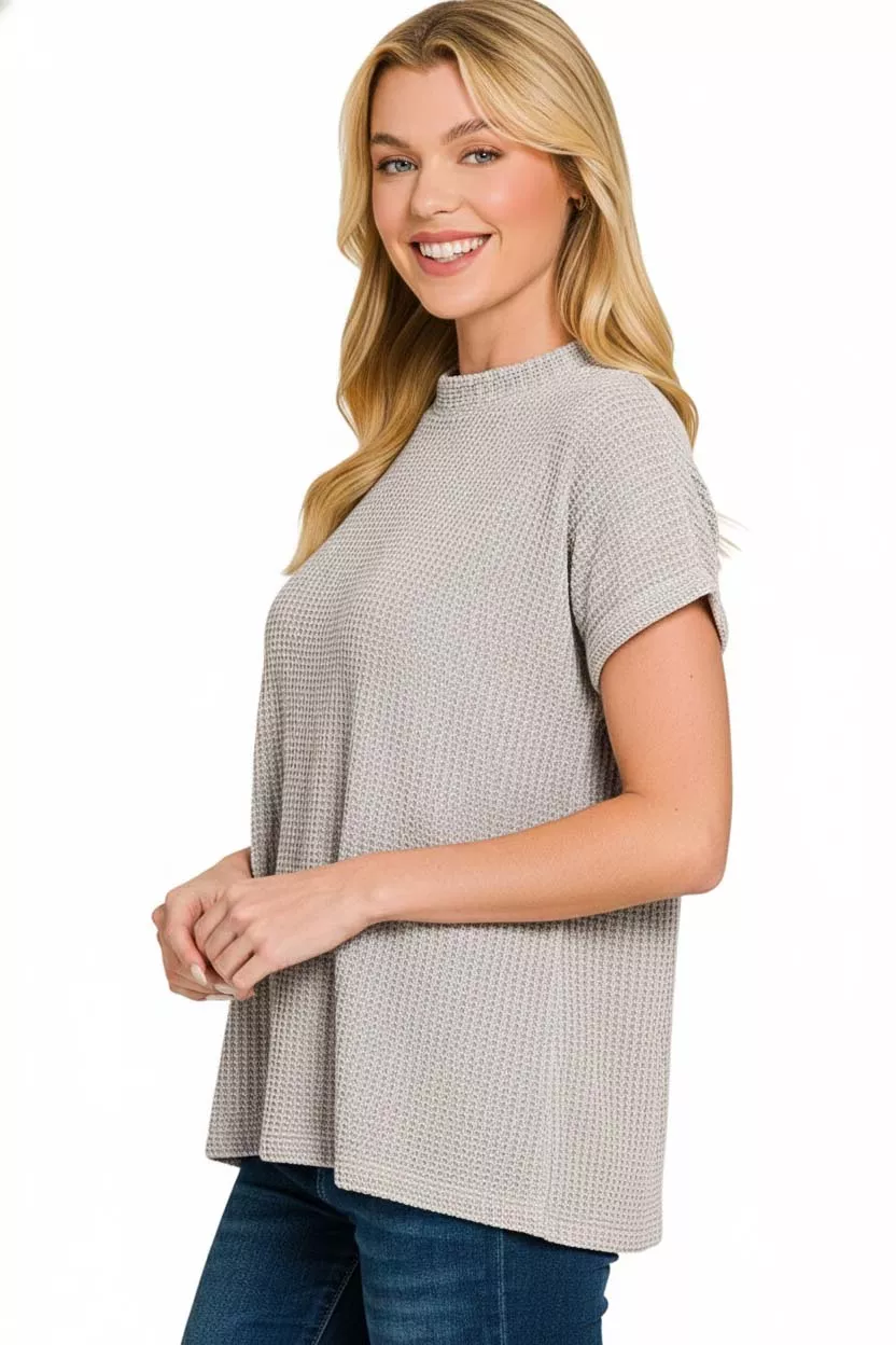 Zenana Chenille Waffle Cap Sleeve Sweater - Image 3