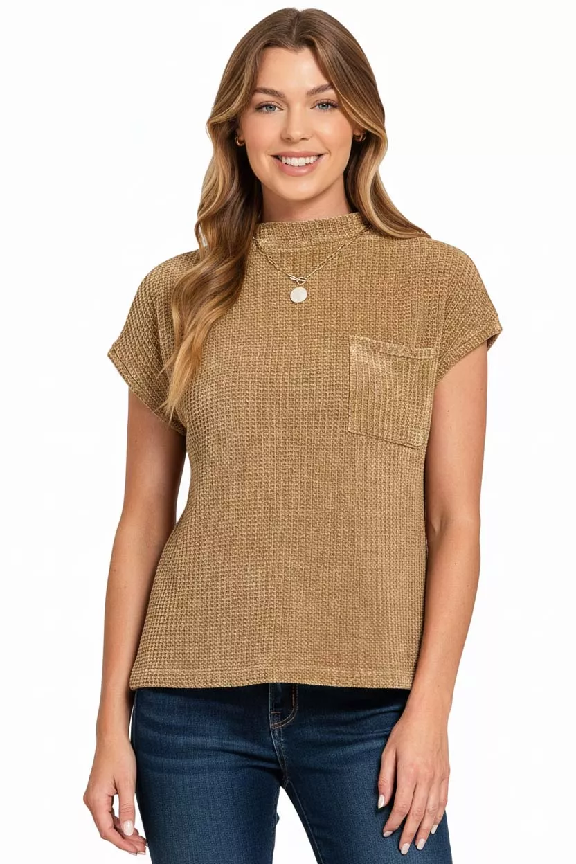 Zenana Chenille Waffle Short Sleeve Sweater - Image 2