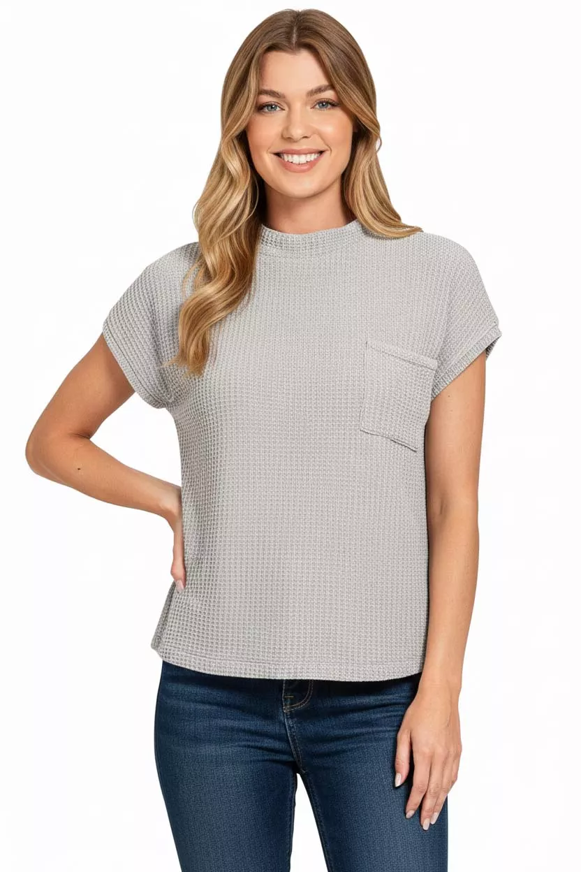 Zenana Chenille Waffle Short Sleeve Sweater - Image 3