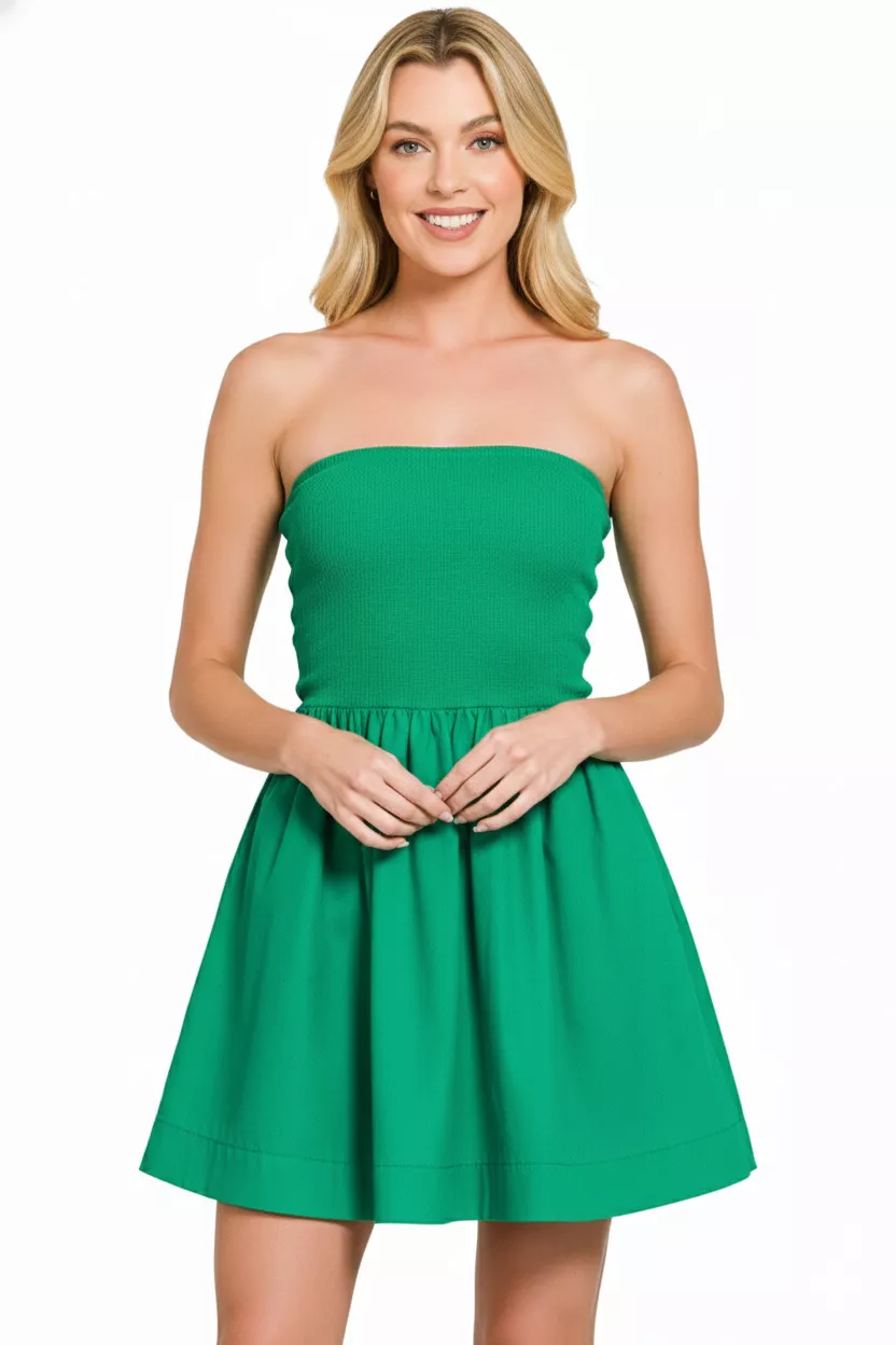 Zenana Combined Knit Tube Top Flare Mini Dress - Image 2
