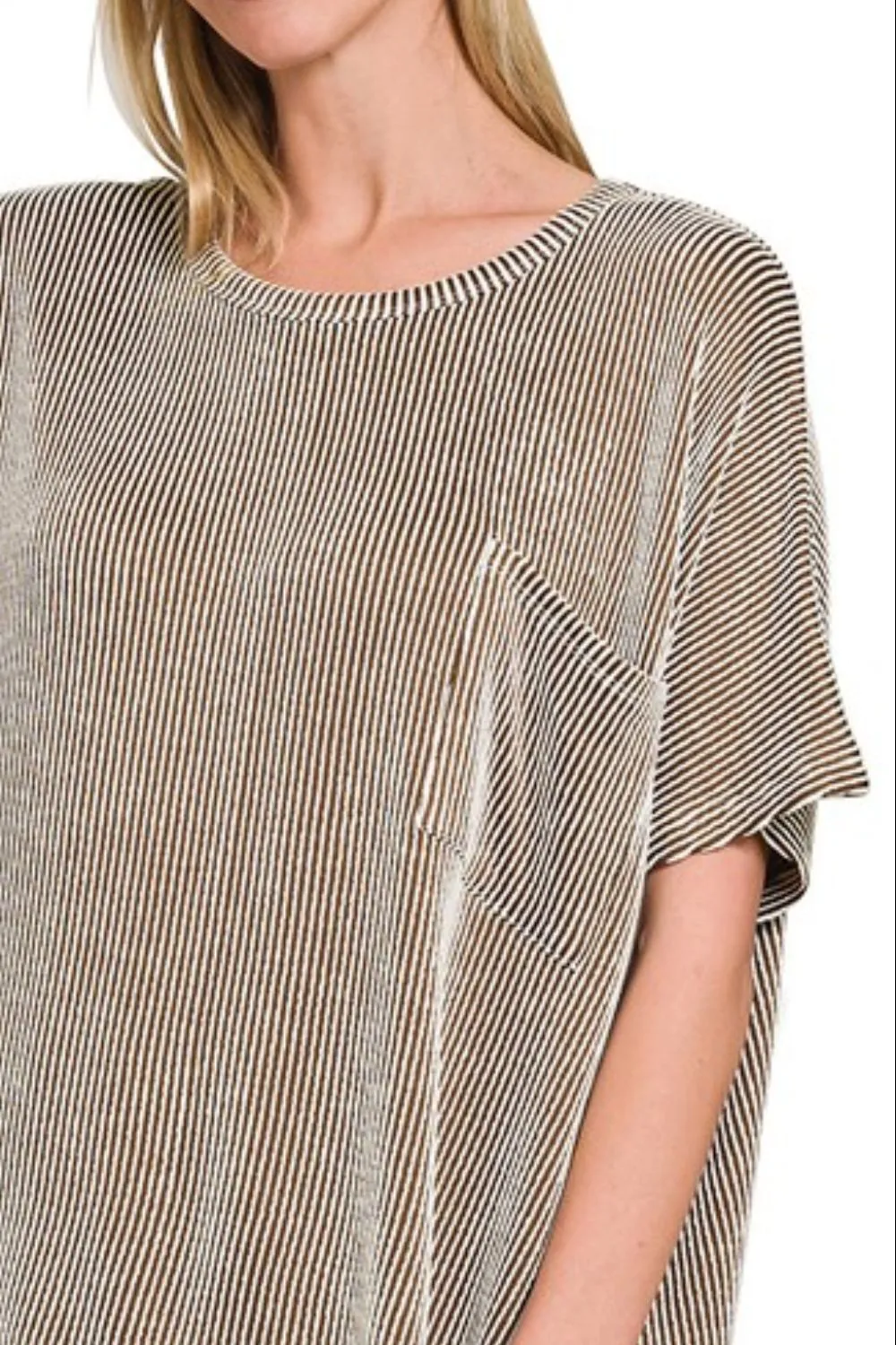 Zenana Corded Rib Oversized Short Sleeve Top - Image 2