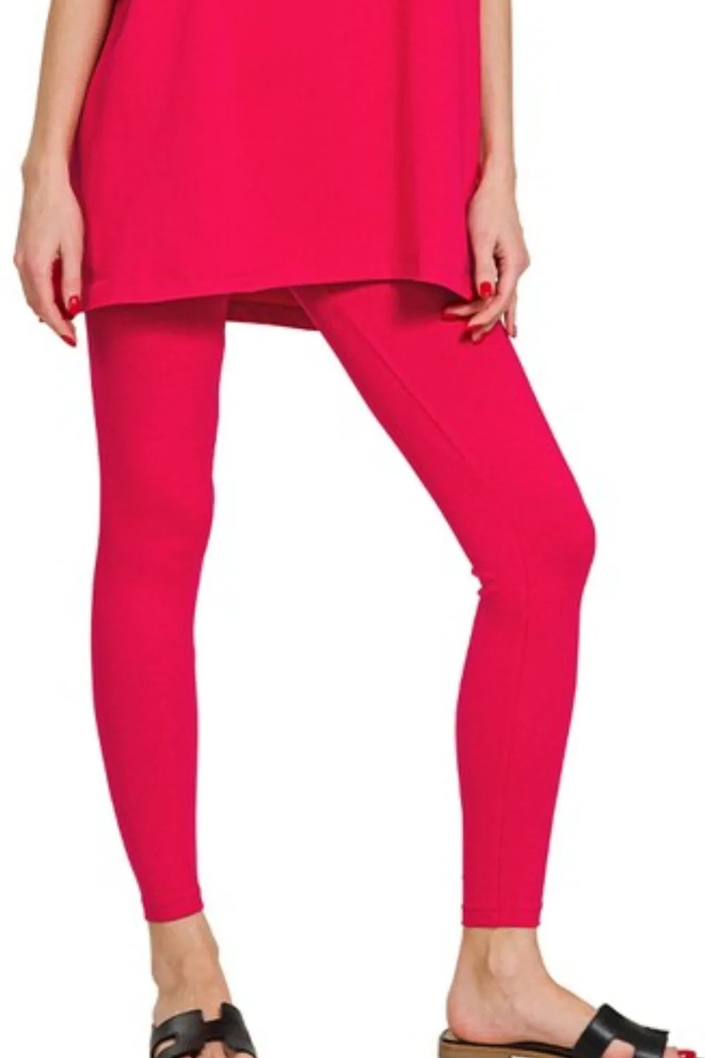 Zenana Cotton Round Neck Top & Legging Set - Image 3