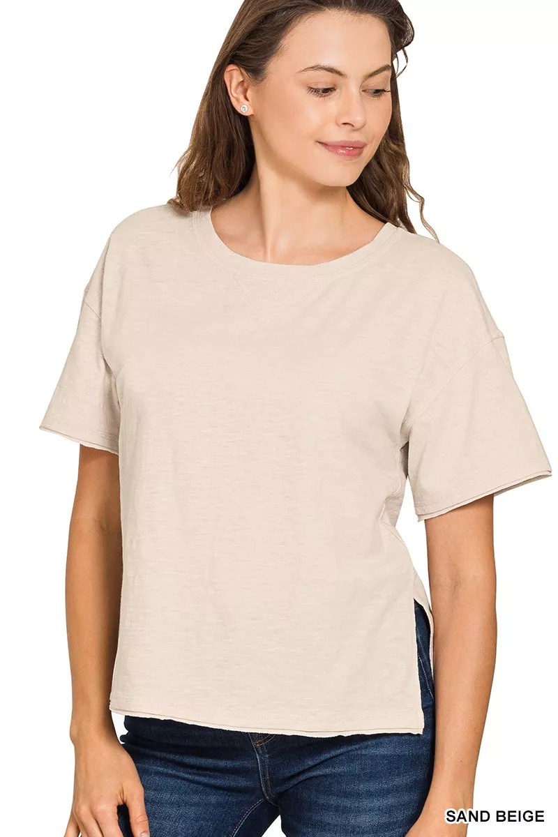 Zenana Cotton Slub Short Sleeve Tee - Image 2