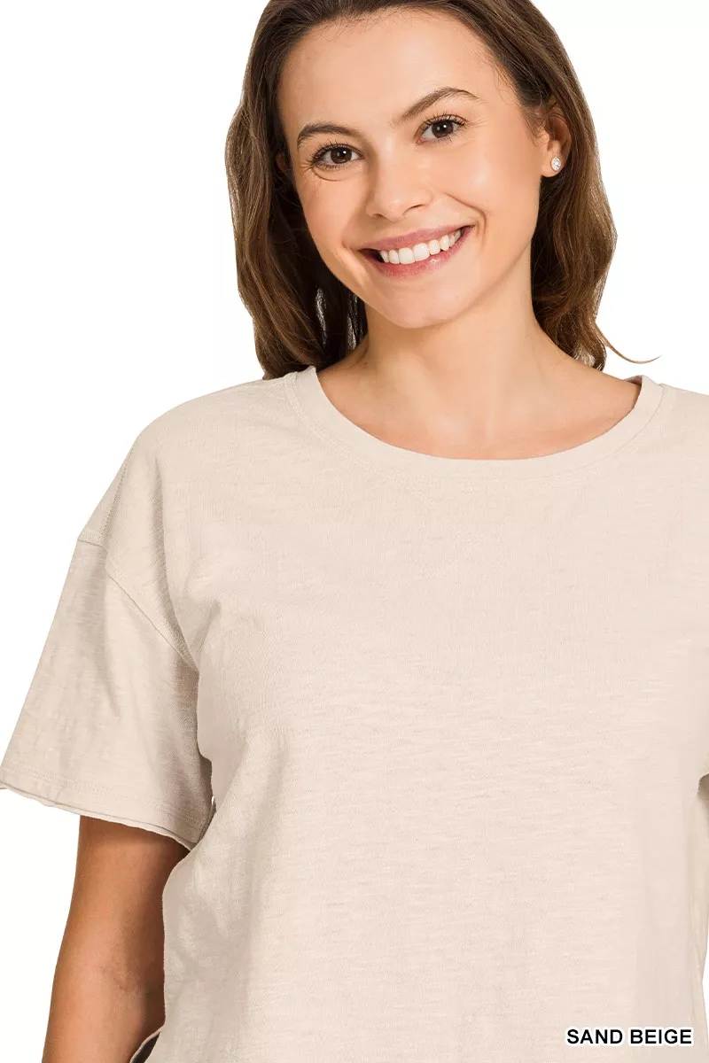 Zenana Cotton Slub Short Sleeve Tee - Image 3