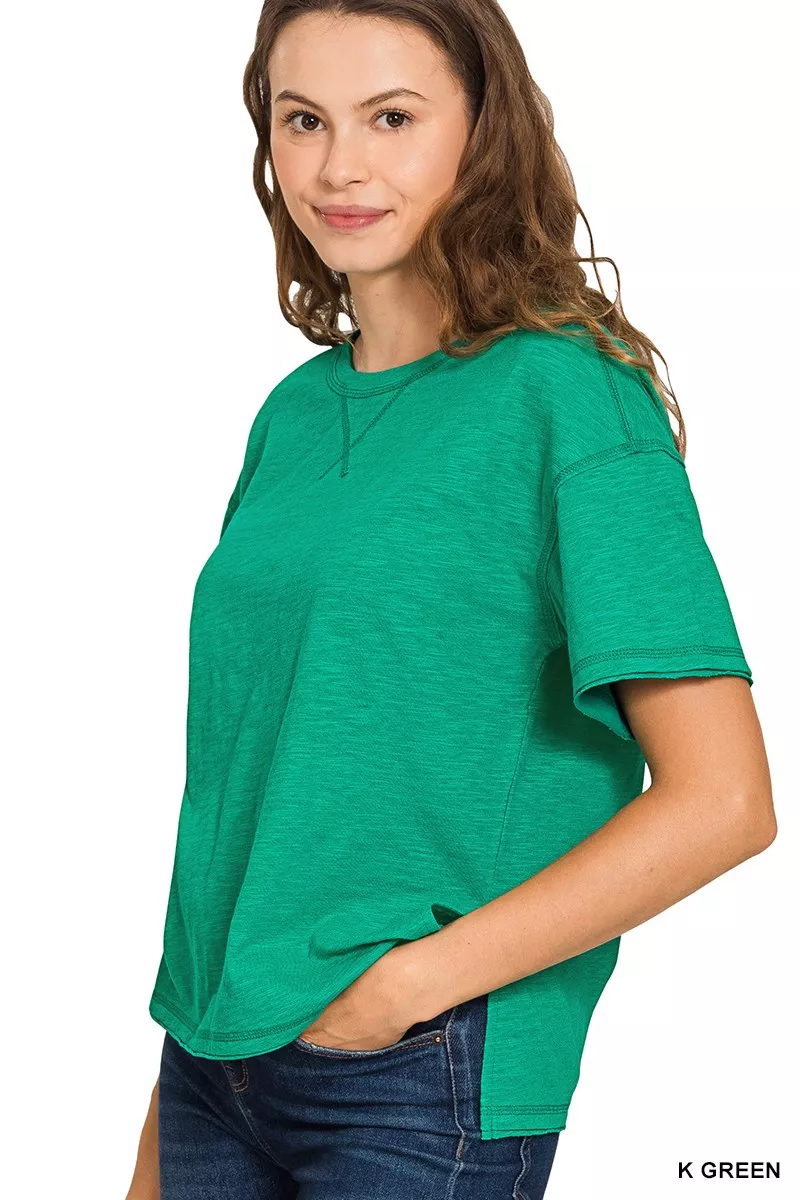 Zenana Cotton Slub Short Sleeve Tee - Image 2