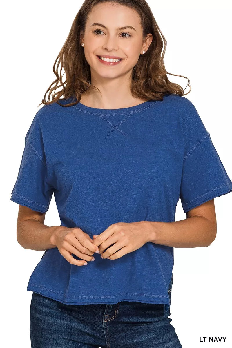 Zenana Cotton Slub Short Sleeve Tee - Image 2