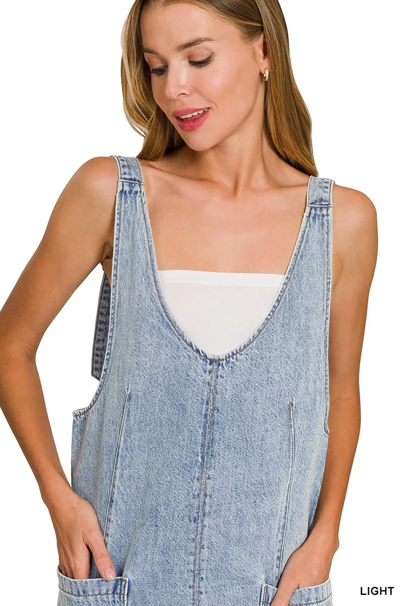Zenana Denim Overall Dress with Front Pockets - Image 8