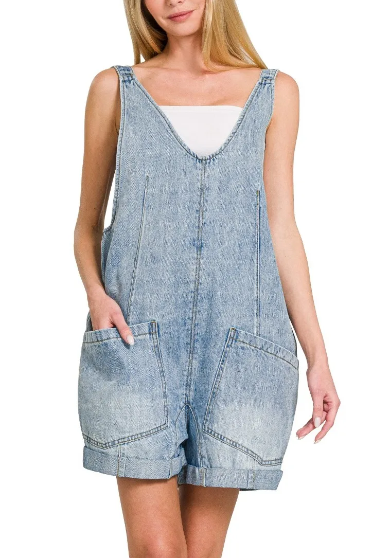 Zenana Denim Short Overalls with Pockets - Image 5