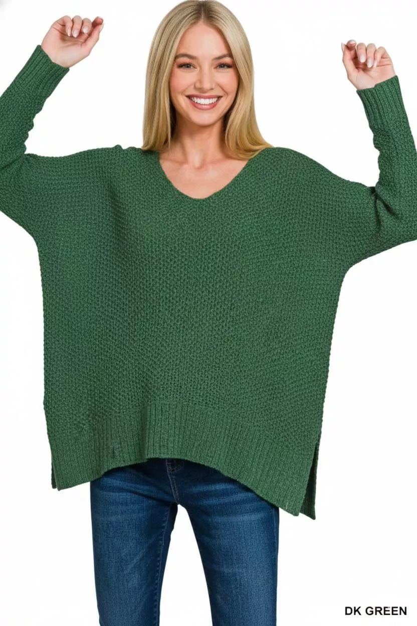 Zenana Dolman Sleeve V-Neck Sweater - Image 3