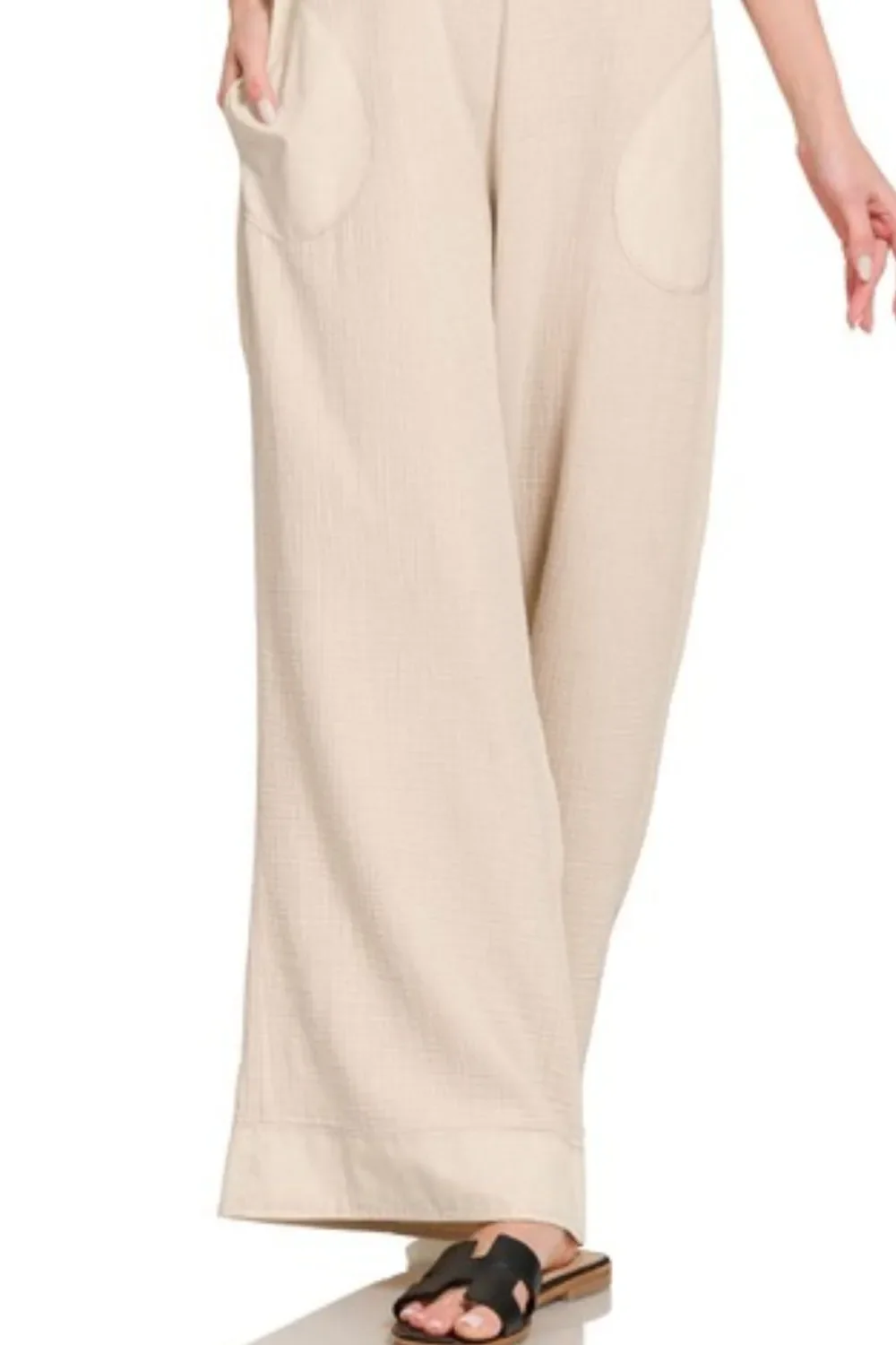 Zenana Double Gauze Washed Wide Leg Overalls - Image 3