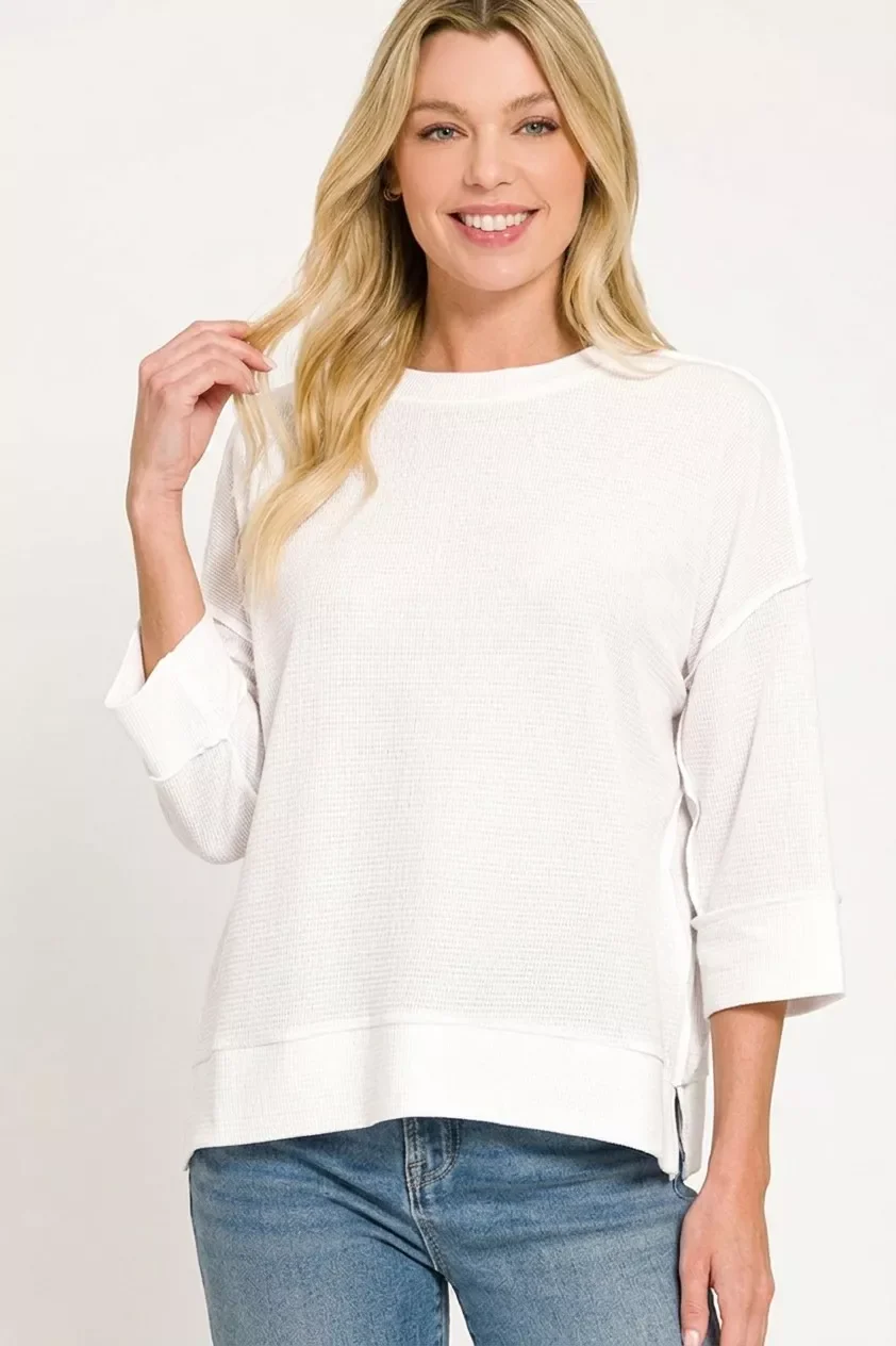 Zenana Double Knit 3/4 Sleeve Top