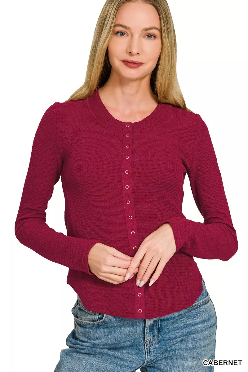 Zenana Double Knit Snap Button Shirts - Image 2
