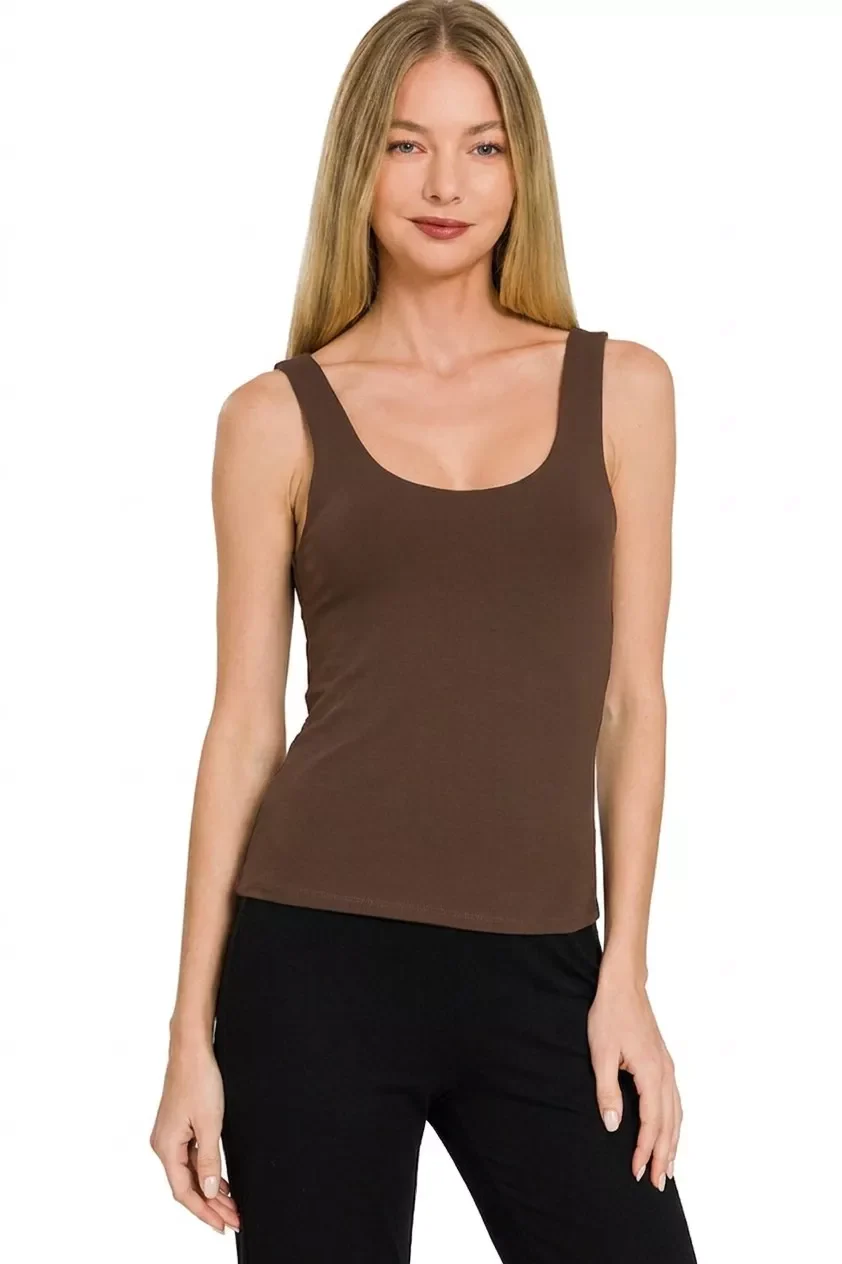 Zenana Double Layered Double Scoop Tank Top - Image 3
