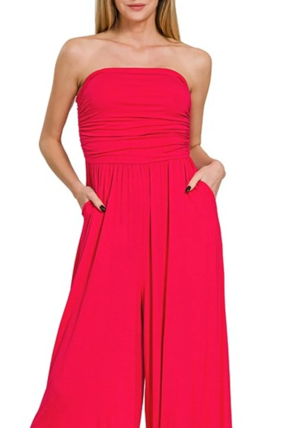 Zenana Double Layered Strapless Tube Top Jumpsuit - Image 2