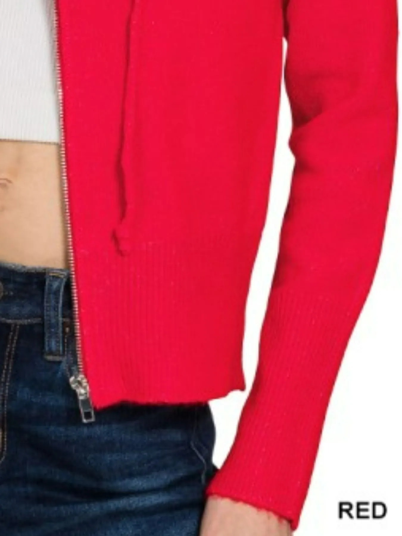 Zenana Drawstring Zip Up Hooded Cardigan - Image 3