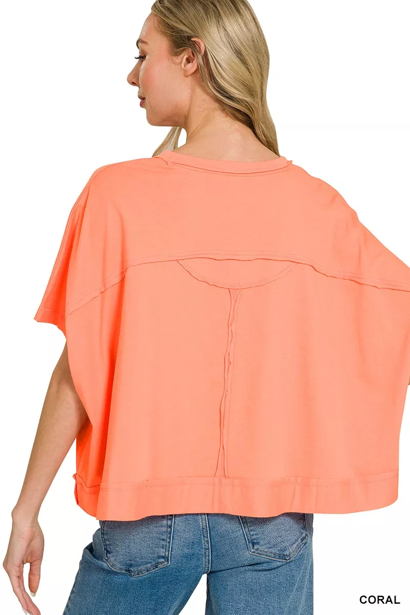 Zenana Exposed Seam Boxy Top - Image 3