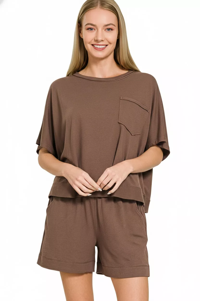 Zenana Exposed Seam Boxy Top & Shorts Set - Image 3