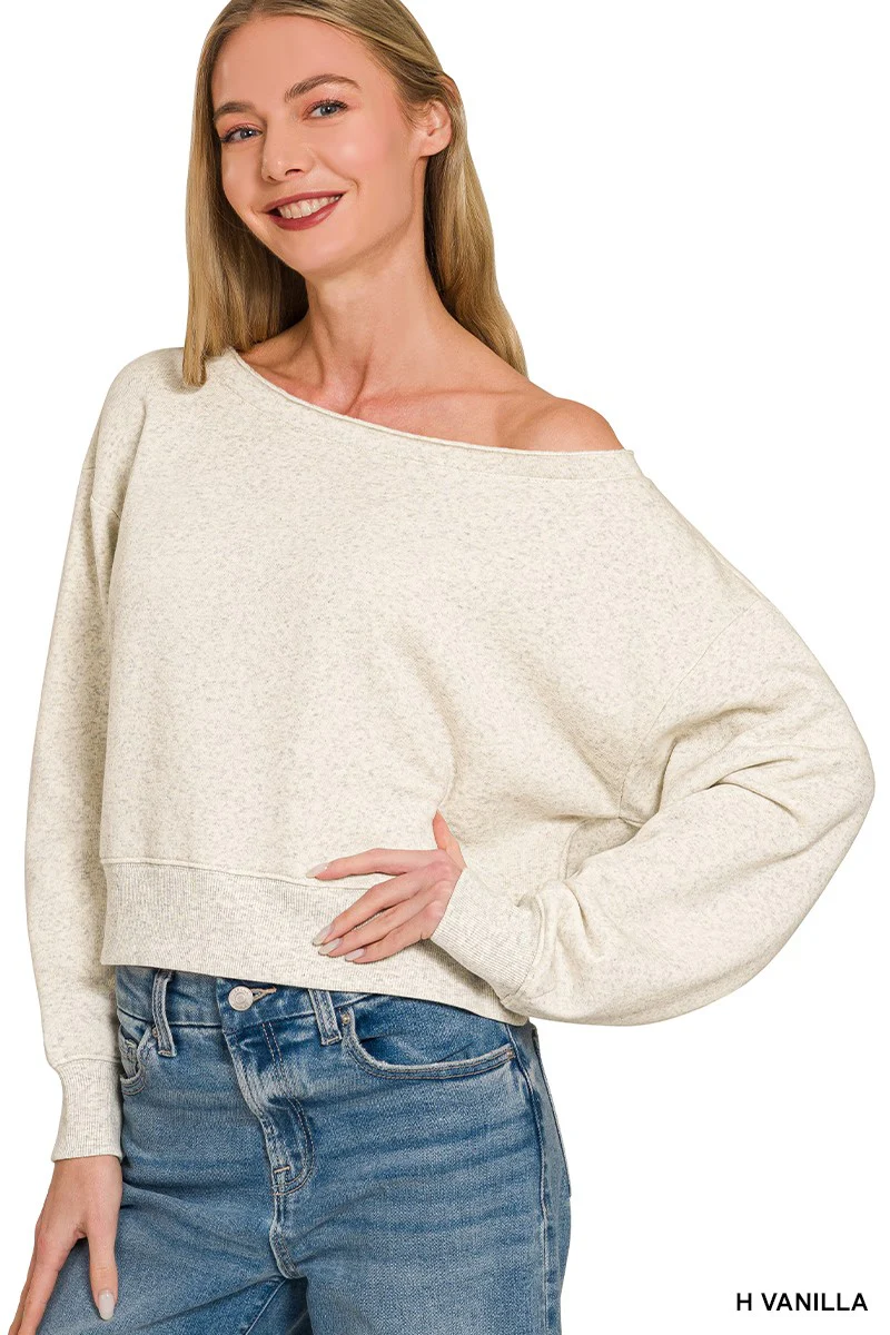Zenana Fleece Boat-neck Sweatshirt - Image 2
