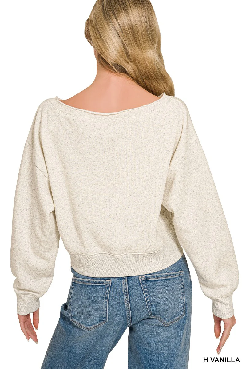 Zenana Fleece Boat-neck Sweatshirt - Image 3