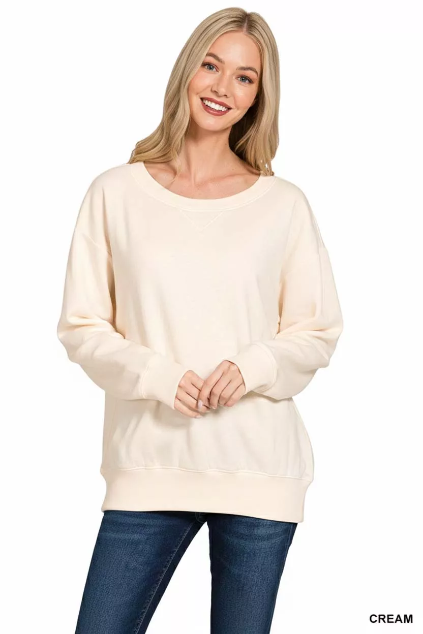 Zenana Fleece Boat Neck Sweatshirt - Image 2