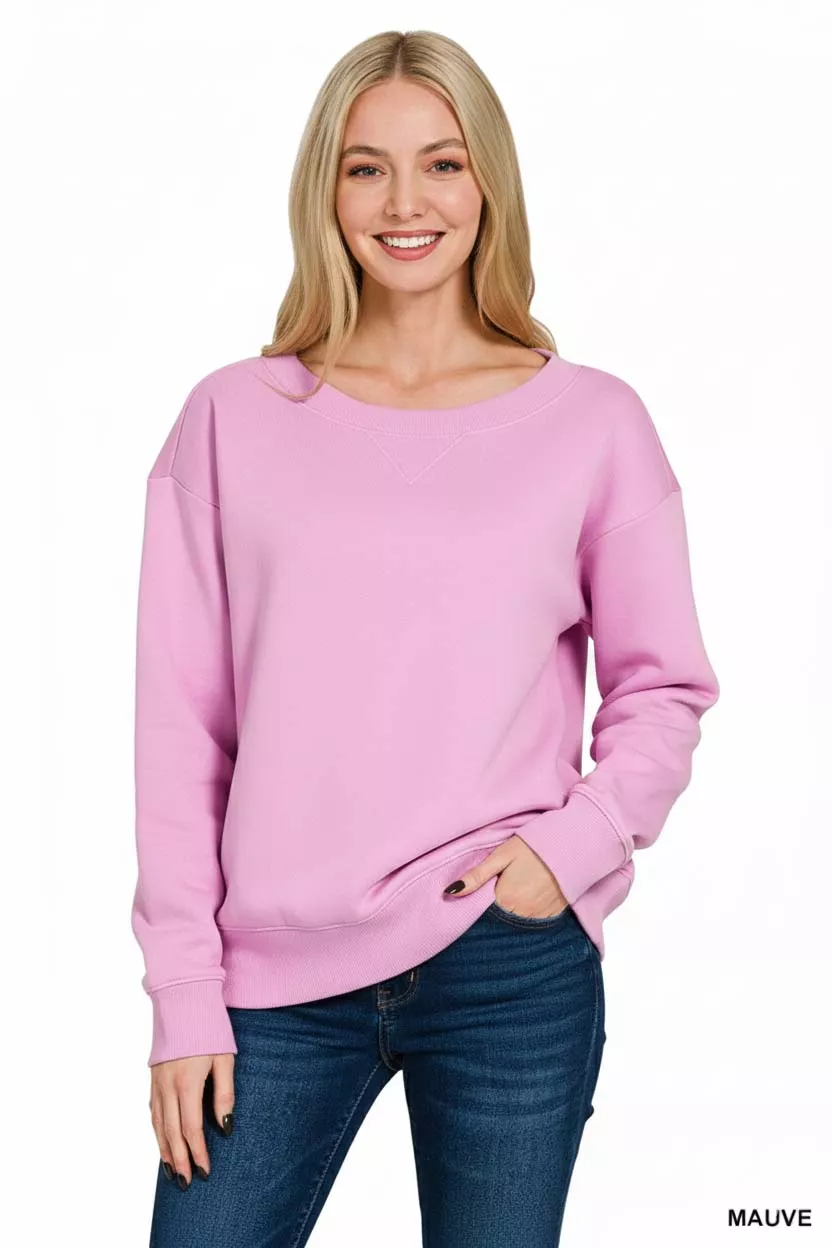Zenana Fleece Boat Neck Sweatshirt - Image 2