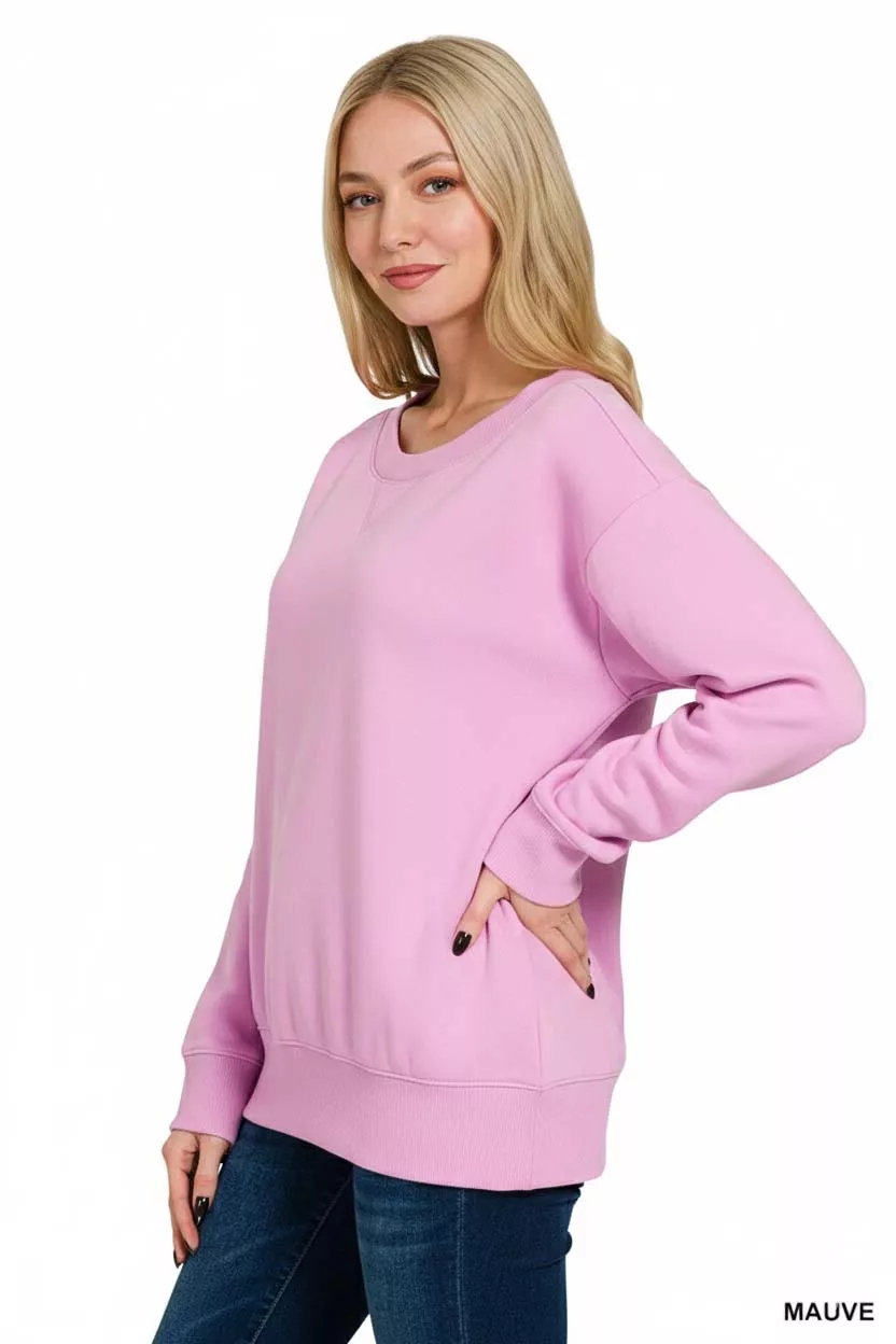Zenana Fleece Boat Neck Sweatshirt - Image 3