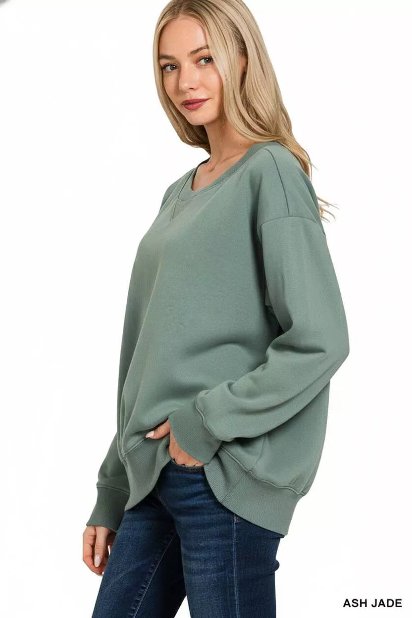 Zenana Fleece Boat Neck Sweatshirt - Image 2
