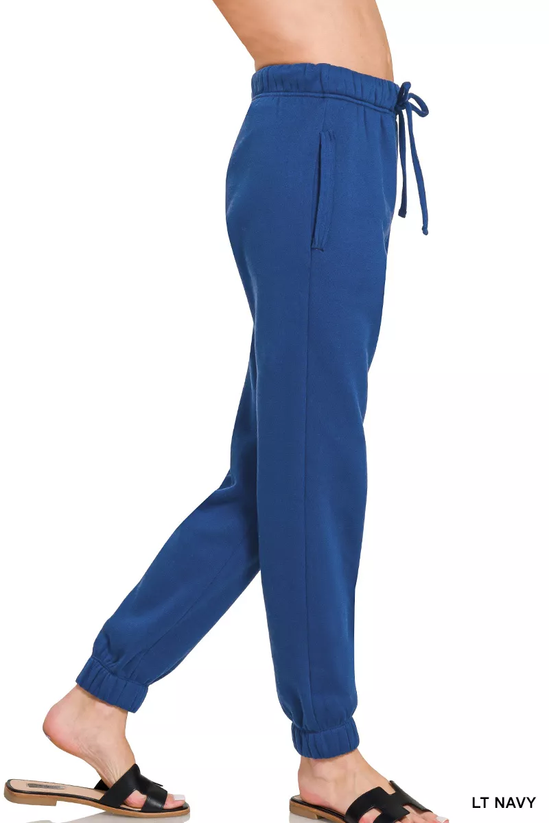 Zenana Fleece Drawstring Joggers With Pocket - Image 2