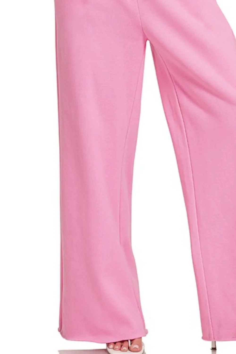 Zenana Fleece Exposed Seam Wide Leg Sweatpants - Image 3