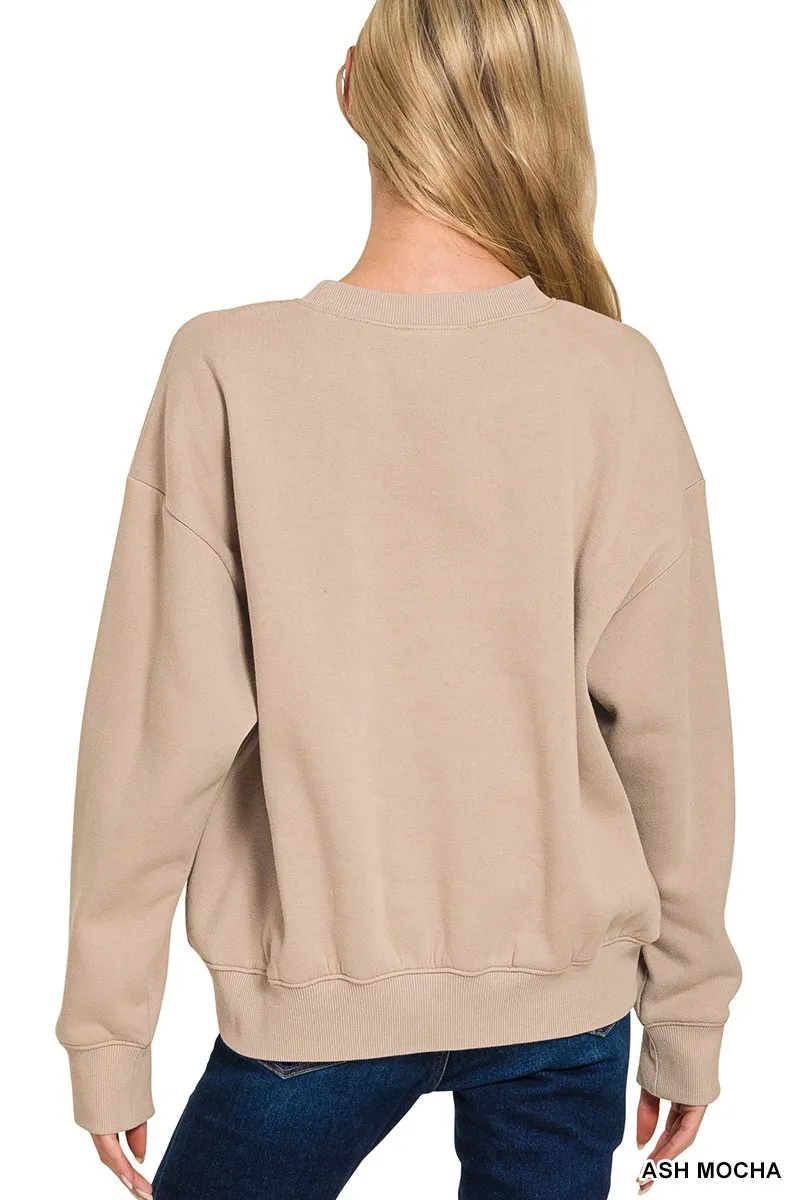 Zenana Fleece Long Sleeve Sweatshirts & Shorts Set - Image 6