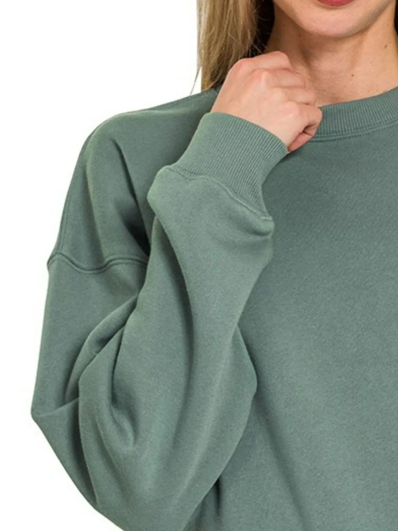 Zenana Fleece Round Neck Sweatshirts - Image 3