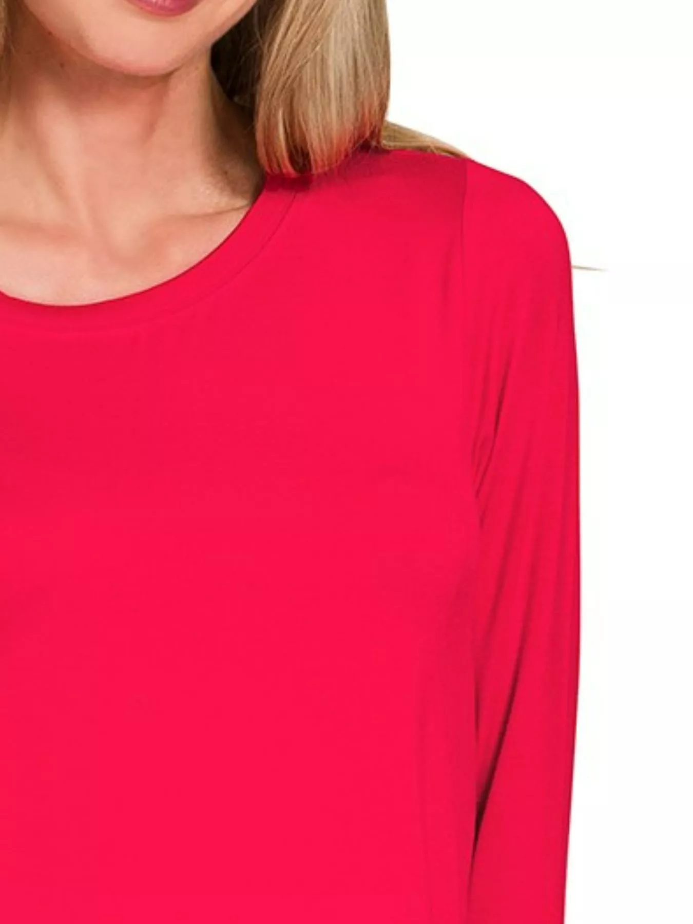 Zenana Flowy Round Hem Rayon Long Sleeve Top - Image 2