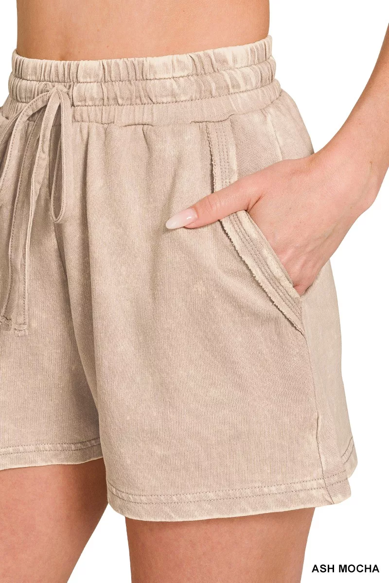 Zenana French Terry Acid Washed Relaxed Top & Short Set - Image 14