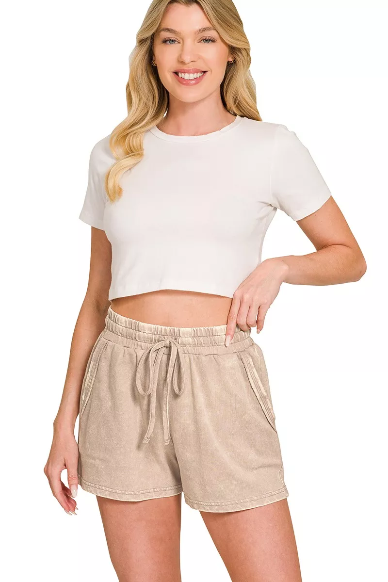 Zenana French Terry Acid Washed Relaxed Top & Short Set - Image 8