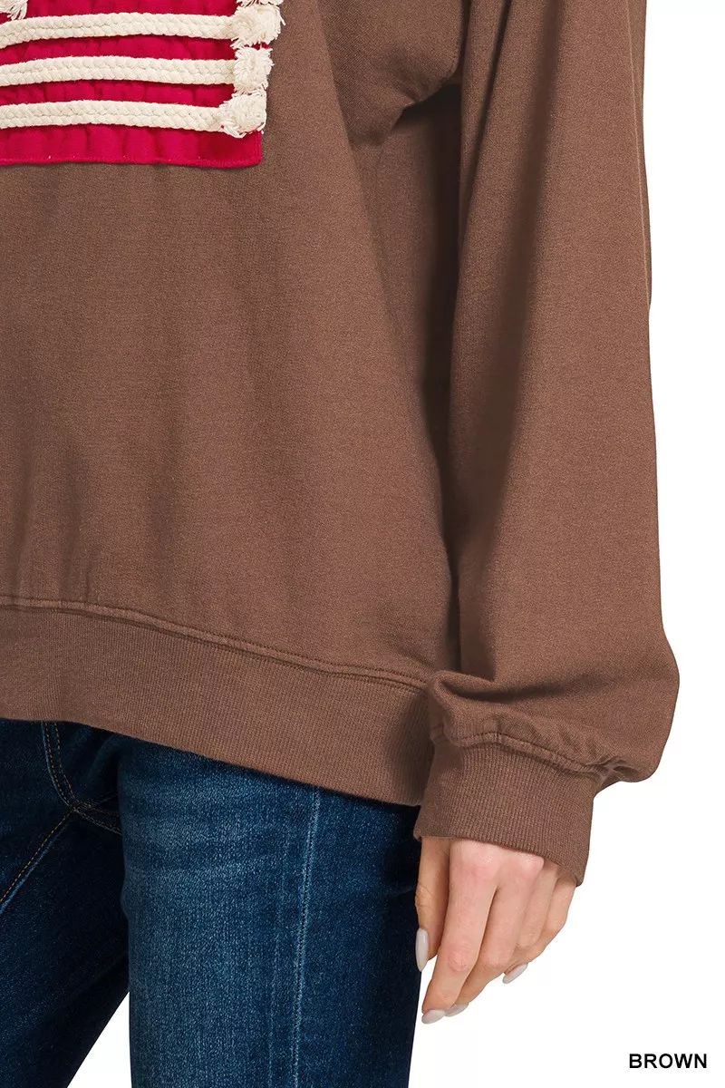 Zenana French Terry American Flag Pullover - Image 4