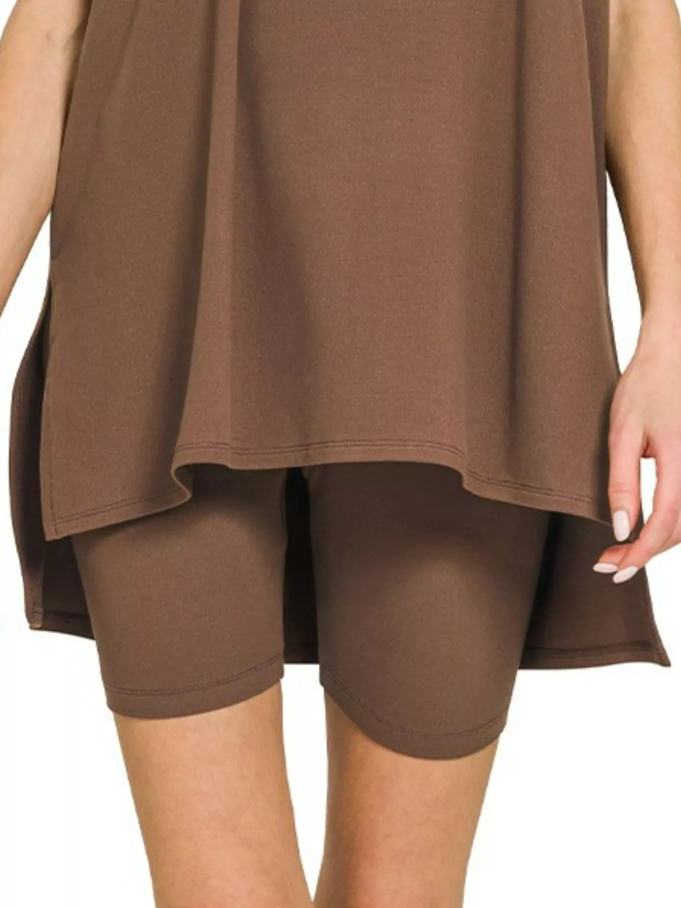 Zenana Full Size Brushed Dty Microfiber Round Neck Top and Biker Shorts Set Plus Size - Image 2