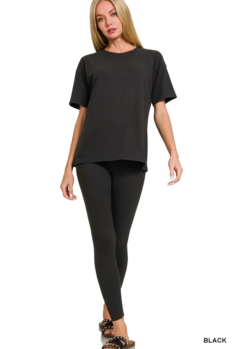Zenana Full Size Brushed Dty Microfiber Short Sleeve Top and Pants Loungewear Set Plus Size