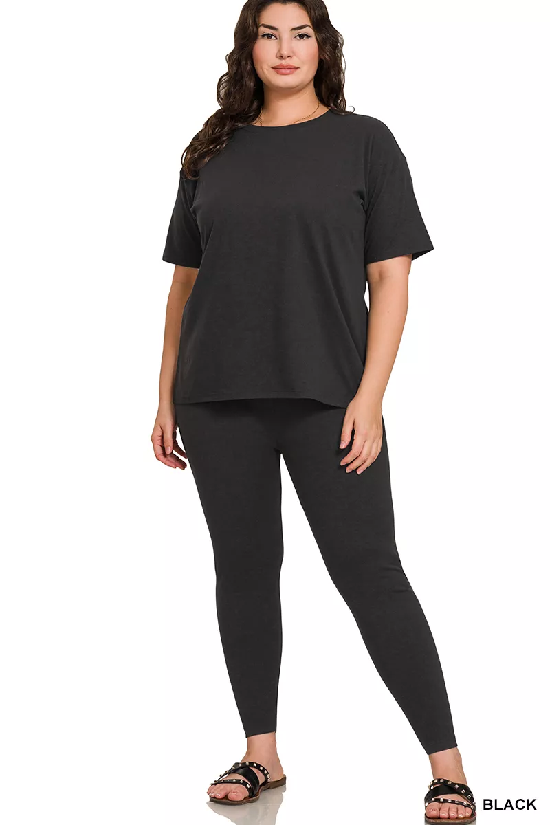 Zenana Full Size Brushed Dty Microfiber Short Sleeve Top and Pants Loungewear Set Plus Size - Image 3